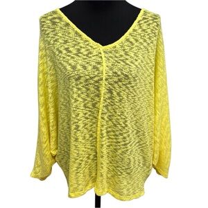 FANTASTIC FAWN M Neon Yellow Dolman Sheer Knit Oversized Top USA